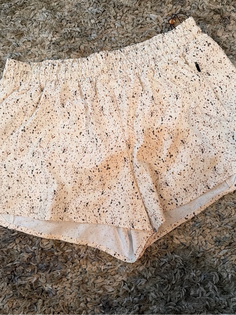 CAlia Cream Speckled Athletic Shorts